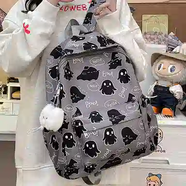 草丛喵喵喵 可爱小幽灵百搭高颜值小众 尼龙 双肩包 女款 多色