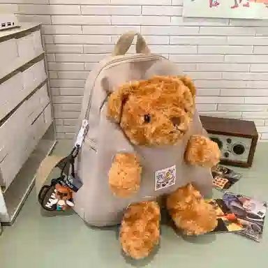 草丛喵喵喵 可爱小熊高颜值百搭时尚 尼龙 双肩包 女款 多色