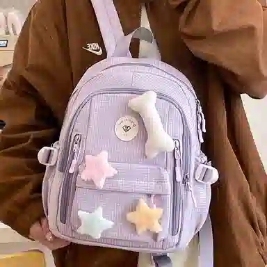 草丛喵喵喵 星星图案小众设计高级感可爱简约百搭 尼龙 双肩包 女款 多色