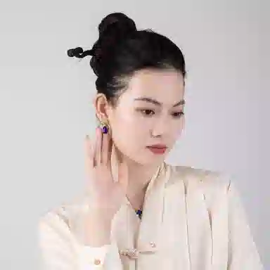 心若莲华 新中式 青金石 贝壳 名贵玉石耳环 女款