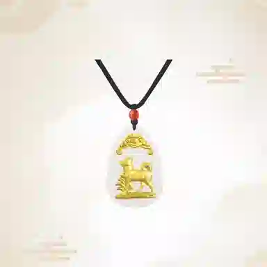 重庆金店 新中式国潮复古锁骨链守护属相 足金 吊坠 男女同款情侣款
