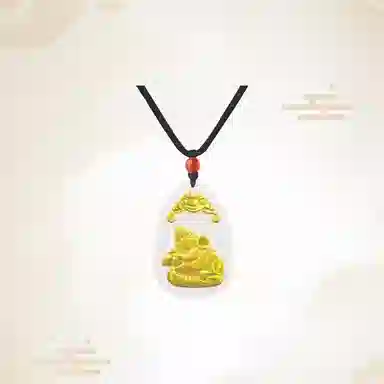 重庆金店 新中式国潮复古锁骨链守护属相 足金 吊坠 男女同款情侣款