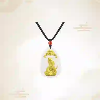 重庆金店 新中式国潮复古锁骨链守护属相 足金 吊坠 男女同款情侣款