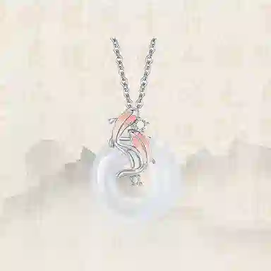 重庆金店 鸿运锦鲤平安扣项链 新中式国潮风简约轻奢雅韵显白高级感福牌转运上岸首饰礼品物 玉髓 手链 女款