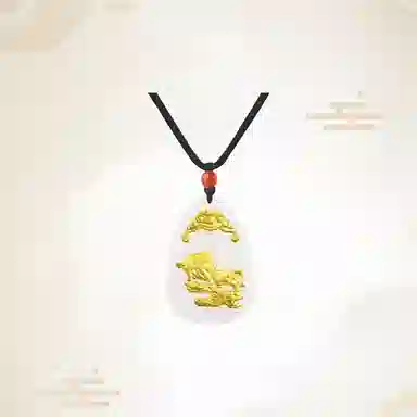 重庆金店 新中式国潮复古锁骨链守护属相 足金 吊坠 男女同款情侣款