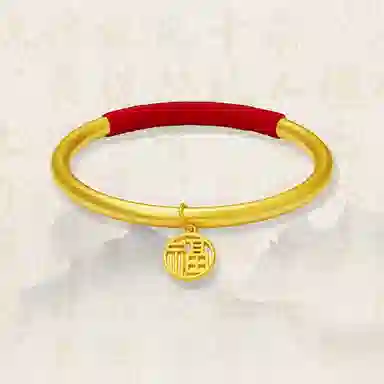 重庆金店 国潮新中式轻奢精致简约小众设计高级感古法新中式复古福牌 合金 手镯 男女同款情侣款