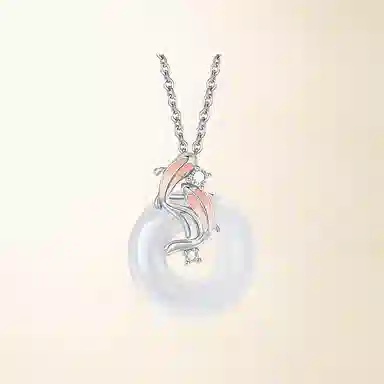 重庆金店 鸿运锦鲤平安扣项链 新中式国潮风简约轻奢雅韵显白高级感福牌转运上岸首饰礼品物 玉髓 手链 女款