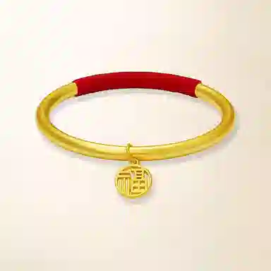 重庆金店 国潮新中式轻奢精致简约小众设计高级感古法新中式复古福牌 合金 手镯 男女同款情侣款