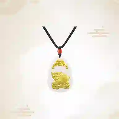 重庆金店 新中式国潮复古锁骨链守护属相 足金 吊坠 男女同款情侣款