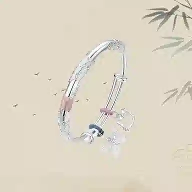 重庆金店 精致轻奢高级感甜美少女萌趣可爱蝴蝶结复古国潮民族风首饰小众设计可调节首饰 合金 手镯 女款