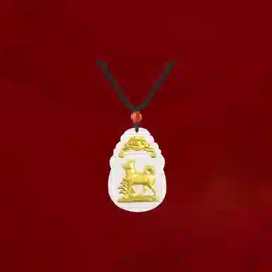 重庆金店 新中式国潮复古锁骨链守护属相 足金 吊坠 男女同款情侣款