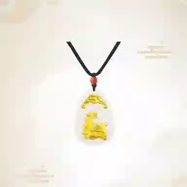 重庆金店 新中式国潮复古锁骨链守护属相 足金 吊坠 男女同款情侣款