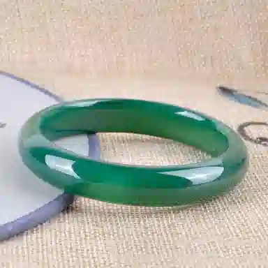 重庆金店 满绿新中式国潮美人镯温婉气质小众古风汉服旗袍优雅复古清冷感叠戴镯细腻显白 琉璃 玉石手镯 男女同款情侣款