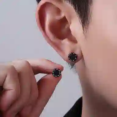 【999足银 I 暗夜权杖】 永恒旋律 浪漫大气时尚小众设计高级感耳饰男生 嘻哈街头潮酷痞帅气质简约个性养耳洞 纯银 耳钉 男女同款情侣款