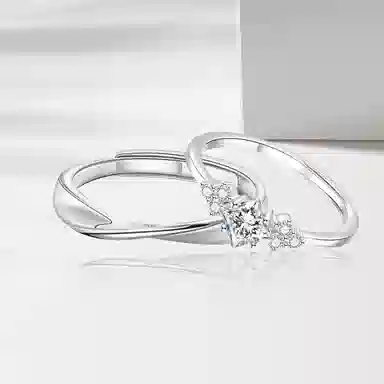 【999足银】 永恒旋律 钟爱久久对戒永恒款 浪漫精致女友心动高级感 开口戒可调节 恋爱表白约会学生告白纪念日 纯银 戒指 男女同款情侣款