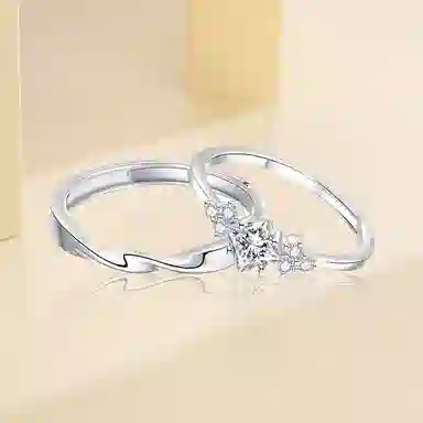 【999足银】 永恒旋律 钟爱久久对戒相遇款 浪漫精致女友心动高级感 开口戒可调节 恋爱表白约会学生告白纪念日 纯银 戒指 男女同款情侣款