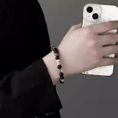 【999足银&节节高升】 永恒旋律 学业顺利 金榜题名 新中式国风纯银竹节转运珠手饰 时尚大气小众高级感串珠日常百搭好运 黑曜石 手串 男款