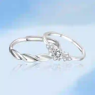 【999足银】 永恒旋律 钟爱久久系列初恋对戒 浪漫精致女友心动高级感 开口戒可调节 恋爱表白约会学生告白纪念日 纯银 戒指 男女同款情侣款