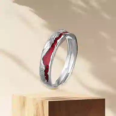 【999足银 I 火山熔岩】 永恒旋律 大气时尚不规则肌理单戒 轻奢简约潮流气质小众设计高级感男生男友日常百搭 开口戒可调节 纯银 戒指 男款