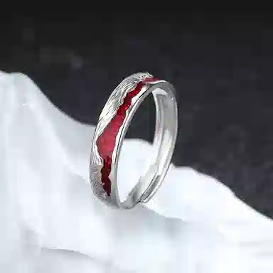 【999足银 I 火山熔岩】 永恒旋律 大气时尚不规则肌理单戒 轻奢简约潮流气质小众设计高级感男生男友日常百搭 开口戒可调节 纯银 戒指 男款