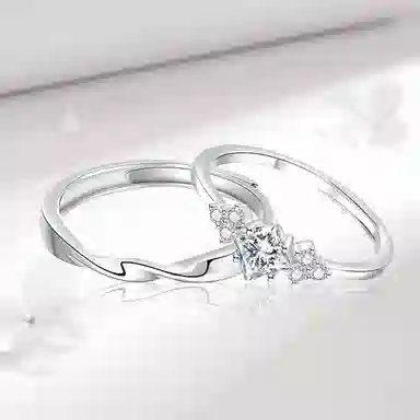 【999足银】 永恒旋律 钟爱久久对戒相遇款 浪漫精致女友心动高级感 开口戒可调节 恋爱表白约会学生告白纪念日 纯银 戒指 男女同款情侣款