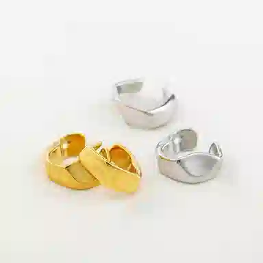 永恒旋律 冷淡风潮酷无耳洞耳饰中性风个性简约时尚百搭痞帅 嘻哈街头大气 钛钢 耳夹 男女同款情侣款 银色 手提袋礼盒装