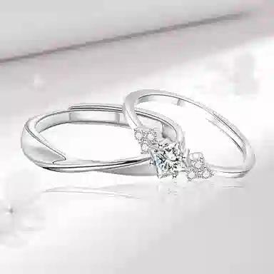 【999足银】 永恒旋律 钟爱久久对戒永恒款 浪漫精致女友心动高级感 开口戒可调节 恋爱表白约会学生告白纪念日 纯银 戒指 男女同款情侣款