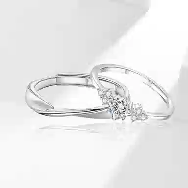 【999足银】 永恒旋律 钟爱久久对戒永恒款 浪漫精致女友心动高级感 开口戒可调节 恋爱表白约会学生告白纪念日 纯银 戒指 男女同款情侣款