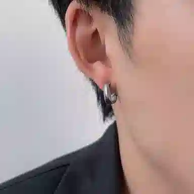 永恒旋律 冷淡风潮酷无耳洞耳饰中性风个性简约时尚百搭痞帅 嘻哈街头大气 钛钢 耳夹 男女同款情侣款 银色 手提袋礼盒装