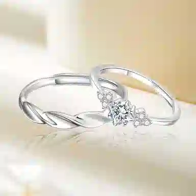 【999足银】 永恒旋律 钟爱久久系列初恋对戒 浪漫精致女友心动高级感 开口戒可调节 恋爱表白约会学生告白纪念日 纯银 戒指 男女同款情侣款