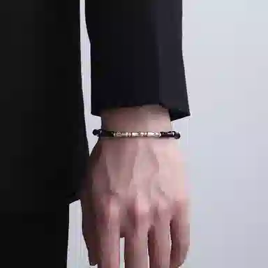 【999足银 I 节节高升】 永恒旋律 学业顺利  新中式国风竹节小众设计高级感手饰男生 大气时尚招财百搭好运 黑曜石 手串 男女同款情侣款