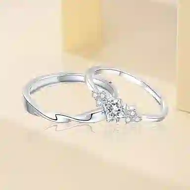 【999足银】 永恒旋律 钟爱久久对戒相遇款 浪漫精致女友心动高级感 开口戒可调节 恋爱表白约会学生告白纪念日 纯银 戒指 男女同款情侣款