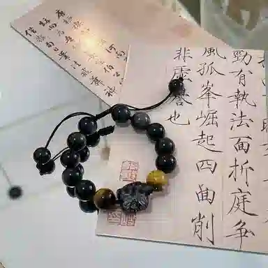 【八方来财 I 诸事顺遂】 永恒旋律 新中式国风吞金兽醒狮小众设计高级感转运珠 浪漫精致气质轻奢日常百搭好运 黑曜石 手串 男女同款情侣款
