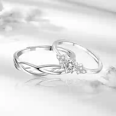 【999足银】 永恒旋律 钟爱久久对戒交织款 浪漫精致女友心动高级感 开口戒可调节 恋爱表白约会学生告白纪念日 纯银 戒指 男女同款情侣款