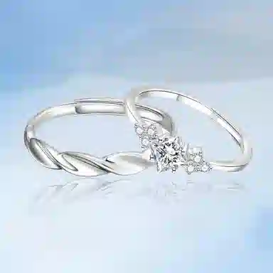 【999足银】 永恒旋律 钟爱久久系列初恋对戒 浪漫精致女友心动高级感 开口戒可调节 恋爱表白约会学生告白纪念日 纯银 戒指 男女同款情侣款