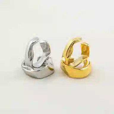 永恒旋律 冷淡风潮酷无耳洞耳饰中性风个性简约时尚百搭痞帅 嘻哈街头大气 钛钢 耳夹 男女同款情侣款 银色 手提袋礼盒装