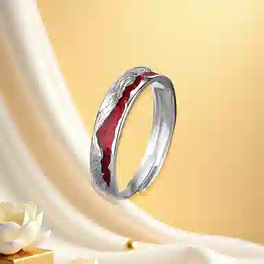 【999足银 I 火山熔岩】 永恒旋律 大气时尚不规则肌理单戒 轻奢简约潮流气质小众设计高级感男生男友日常百搭 开口戒可调节 纯银 戒指 男款