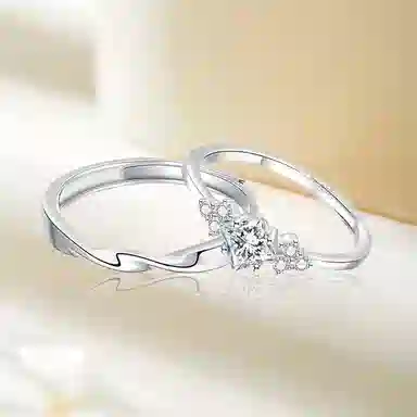 【999足银】 永恒旋律 钟爱久久对戒相遇款 浪漫精致女友心动高级感 开口戒可调节 恋爱表白约会学生告白纪念日 纯银 戒指 男女同款情侣款