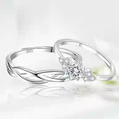 【999足银】 永恒旋律 钟爱久久对戒交织款 浪漫精致女友心动高级感 开口戒可调节 恋爱表白约会学生告白纪念日 纯银 戒指 男女同款情侣款