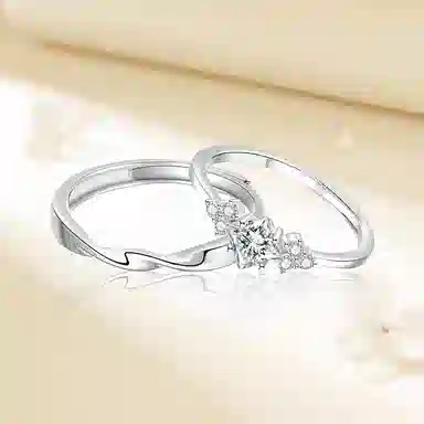 【999足银】 永恒旋律 钟爱久久对戒相遇款 浪漫精致女友心动高级感 开口戒可调节 恋爱表白约会学生告白纪念日 纯银 戒指 男女同款情侣款