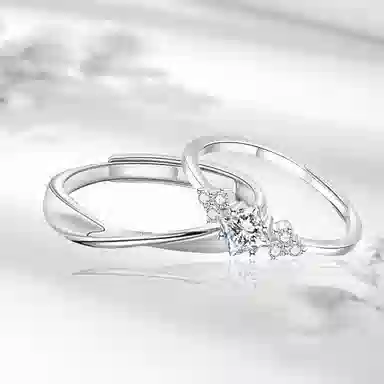 【999足银】 永恒旋律 钟爱久久对戒永恒款 浪漫精致女友心动高级感 开口戒可调节 恋爱表白约会学生告白纪念日 纯银 戒指 男女同款情侣款