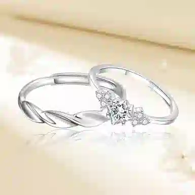 【999足银】 永恒旋律 钟爱久久系列初恋对戒 浪漫精致女友心动高级感 开口戒可调节 恋爱表白约会学生告白纪念日 纯银 戒指 男女同款情侣款