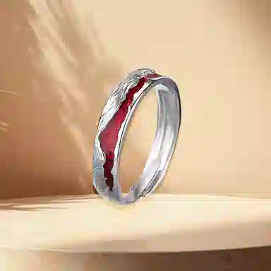 【999足银 I 火山熔岩】 永恒旋律 大气时尚不规则肌理单戒 轻奢简约潮流气质小众设计高级感男生男友日常百搭 开口戒可调节 纯银 戒指 男款