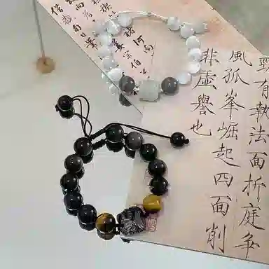 【八方来财 I 诸事顺遂】 永恒旋律 新中式国风吞金兽醒狮小众设计高级感转运珠 浪漫精致气质轻奢日常百搭好运 黑曜石 手串 男女同款情侣款