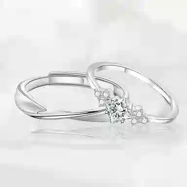 【999足银】 永恒旋律 钟爱久久对戒永恒款 浪漫精致女友心动高级感 开口戒可调节 恋爱表白约会学生告白纪念日 纯银 戒指 男女同款情侣款