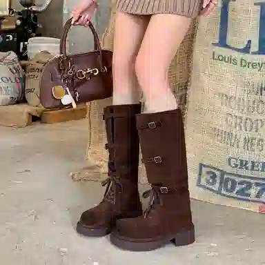 AFJI Vintage Adjustable Buckle Boots