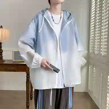 玉儿恋 多巴胺穿搭美式复古宽松休闲学生高街头风渐变色连帽长袖防风紫外线登山衣旅游户外徒步旅行露营运动无性别防晒夹克外套 男女同款