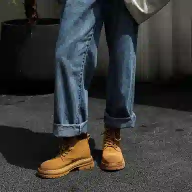 铭意途 二层牛皮 保暖舒适 时尚休闲 中筒 马丁靴 男女同款
