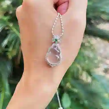 欧说珠宝 新中式设计轻奢大气优雅时尚招财葫芦#好运锁骨链 天山翠 项链 女款