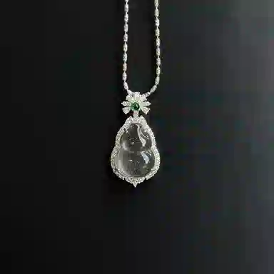 欧说珠宝 新中式设计轻奢大气优雅时尚招财葫芦#好运锁骨链 天山翠 项链 女款